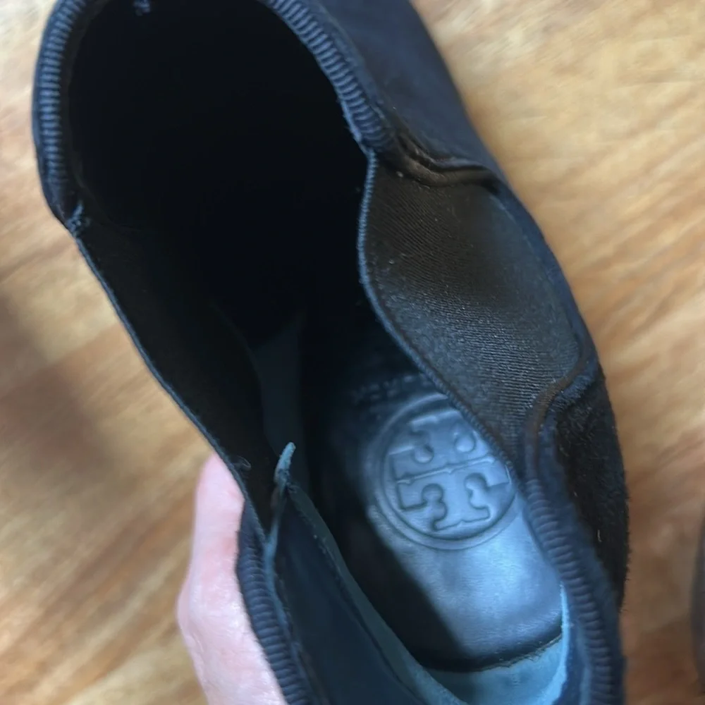 Tory Burch Black Suede Pointed-Toe Ankle Boots